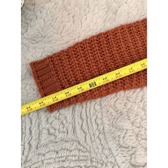 Rust Chunky Knit V-Neck Sweater Medium Cropped Long Sleeve Fall Cozy Boho - Picture 8 of 8